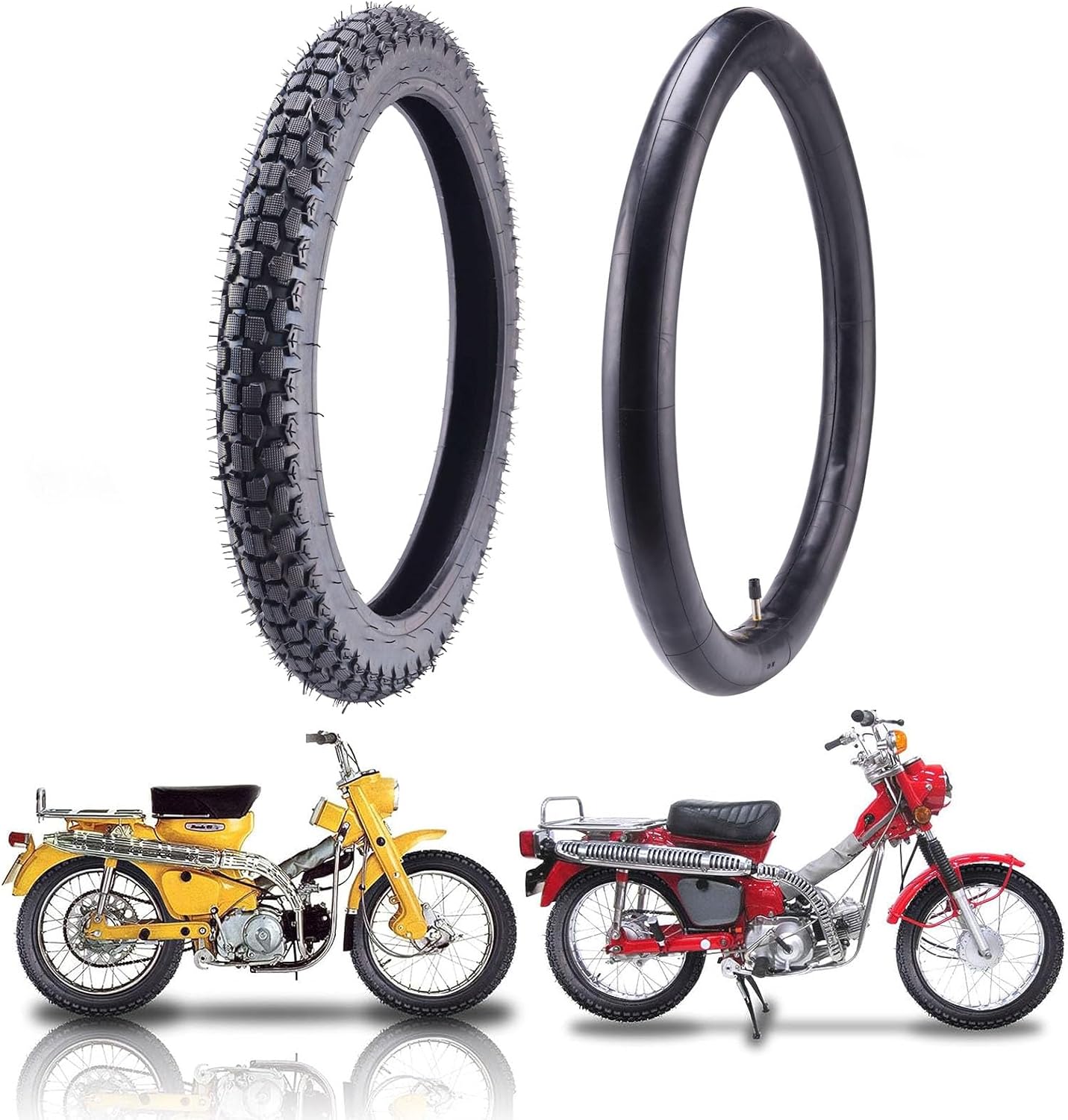 (1-Pack) 2.50/2.75-17”（70/100-17）Motorcycle Tire+Inner Tubes - Compatible with CT90 CT110 TRAIL 90 110 Honda Knobby Golden, TaoTao, 110cc, 125cc, and 140cc, Dirt Bikes, Moped, and Scooters and More
