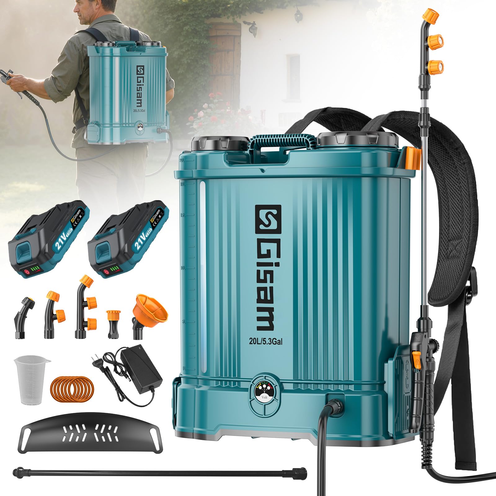 Spruzzatore a pressione da 20 l, potente spruzzatore a pressione, compatibile con batterie Makita da 18 V, spruzzatore elettrico per piante, forza di spruzzo regolabile
