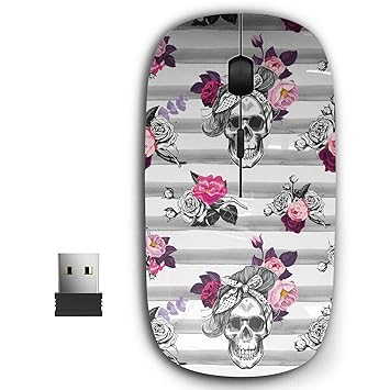 2.4G Ergonomic Portable USB Wireless Mouse for PC, Laptop, Computer, Notebook with Nano Receiver ( Ster Skull Silhouettes )