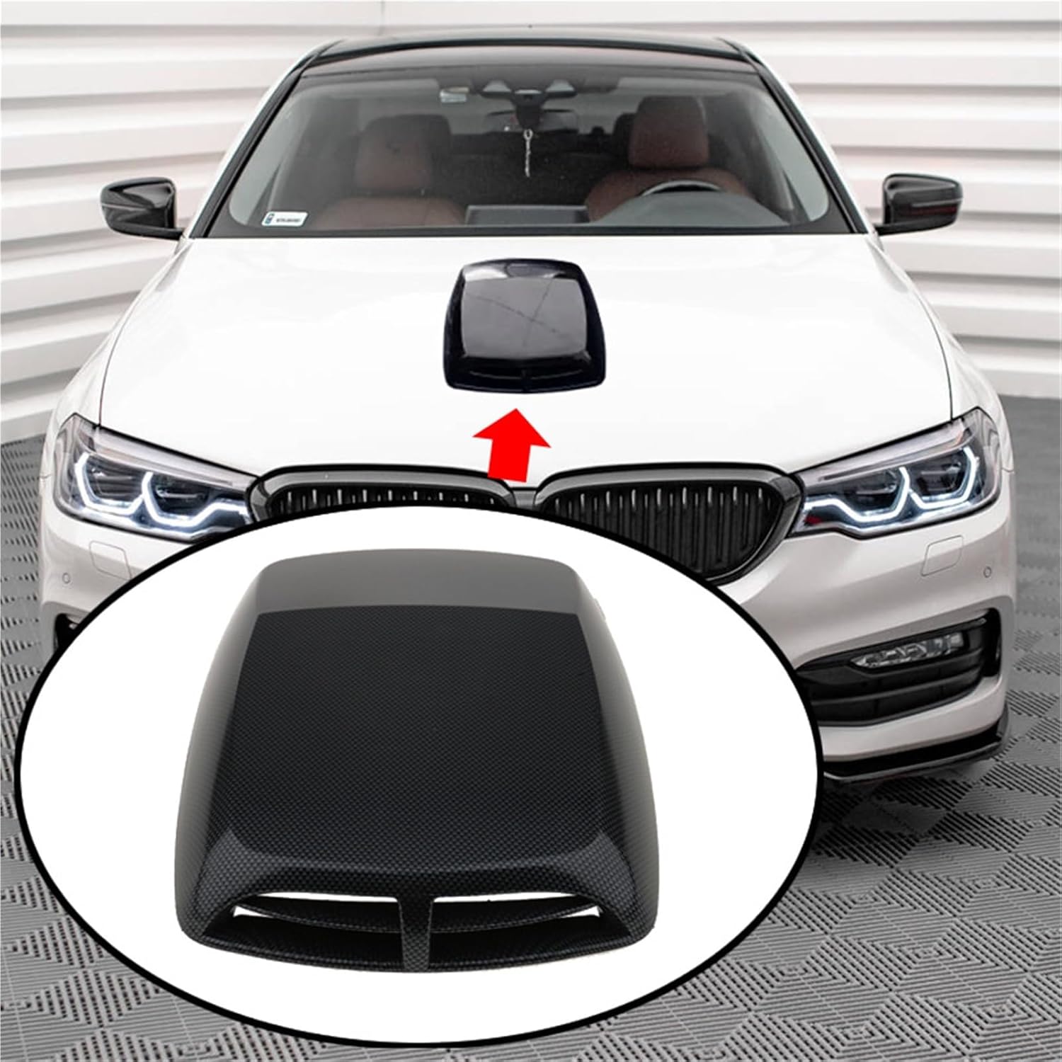 Car Bonnet Air Intake Hood Scoop Compatible With BMW G30 F30 /Ford/Ranger/Mustang(Carbon)