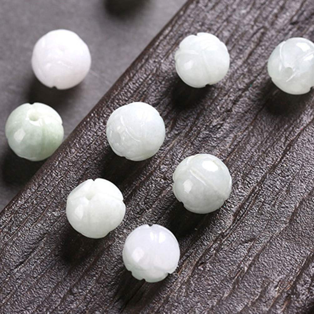 Exceart 10 Stück 10 mm Edelsteinperlen Naturstein Geschnitzt Lotusform Jade Perlen Lose Perlen für Schmuck Halskette Armband Handwerk