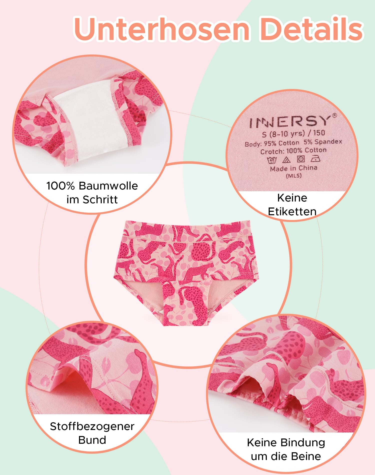 INNERSY Mutande Ragazza Boxer Cotone Sportivo Boyshort Elasticizzato 8-16 Anni Intimo Pacco da 5