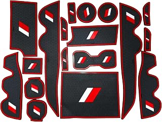 Cup Holder Insert & Center Console Shifter Liner Interior Trim Mats Pads for Toyota Tacoma Accessories TRD Pro 2016 2017 2018 2019 2020 2021 2022 (Double Cab, 18pcs) Red