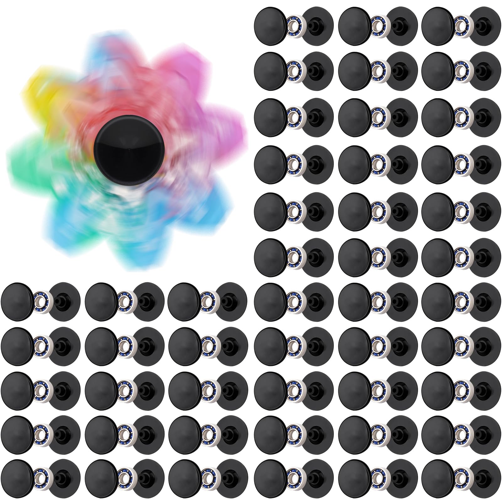 NiArt Fidget Spinner Bearings with Caps 48 Pack, Chrome Steel DIY Set