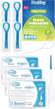 DanTicy Floss Threaders, Deep Clean Dental Floss Threader for Braces, Interdental Brushes, Silicone Braces Cleaning Picks Disposable Teeth Cleaners,