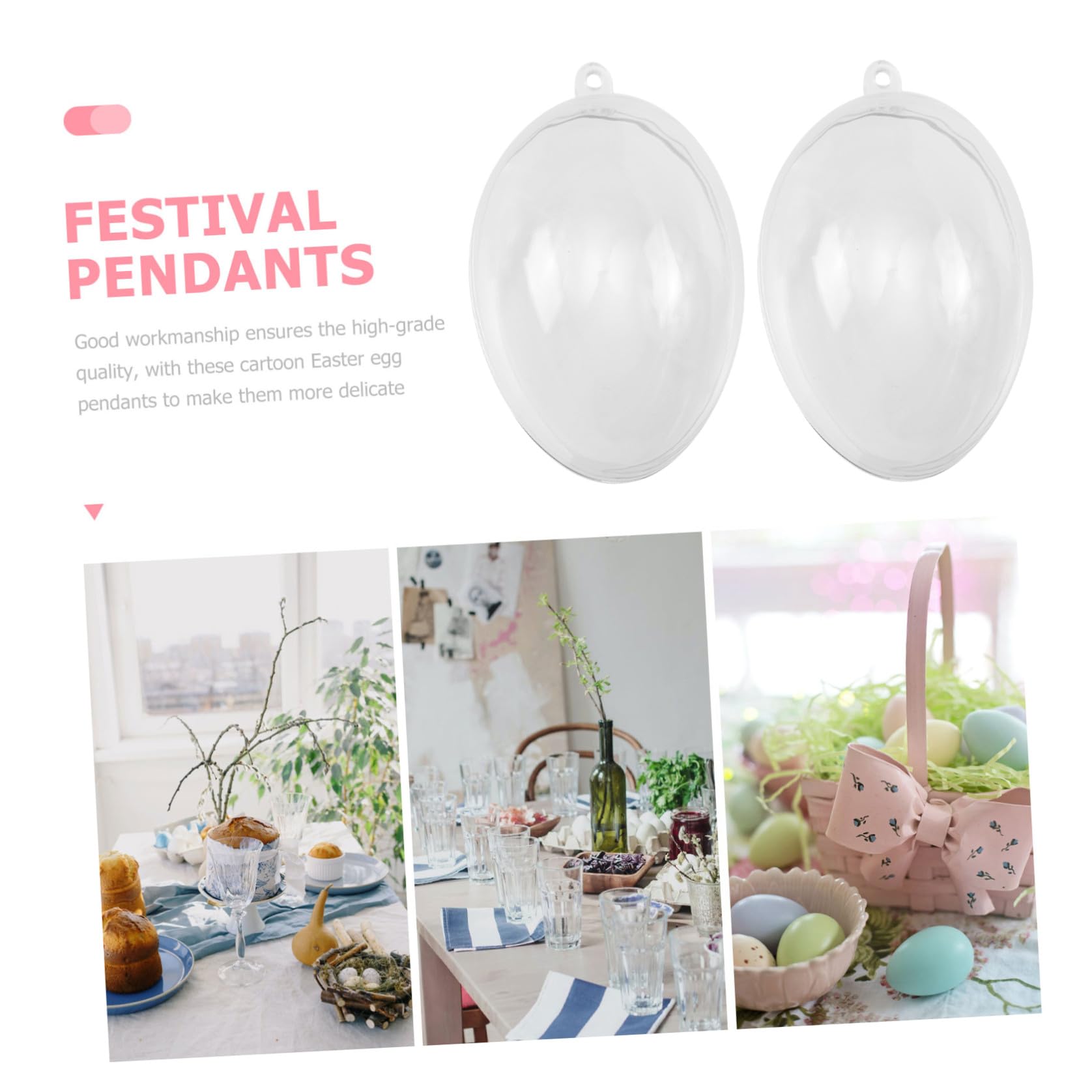 Sosoport Kunststoff Ostereier Deko Transparente Dekoeier zum Aufhängen 12 Stück mit Schnur Eiförmige Osteranhänger für Festival Party und Frühlingsdeko