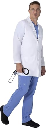 Healing Hands Logan Mens Lab Coat 34 1/2 5 Pockets 360 Stretch