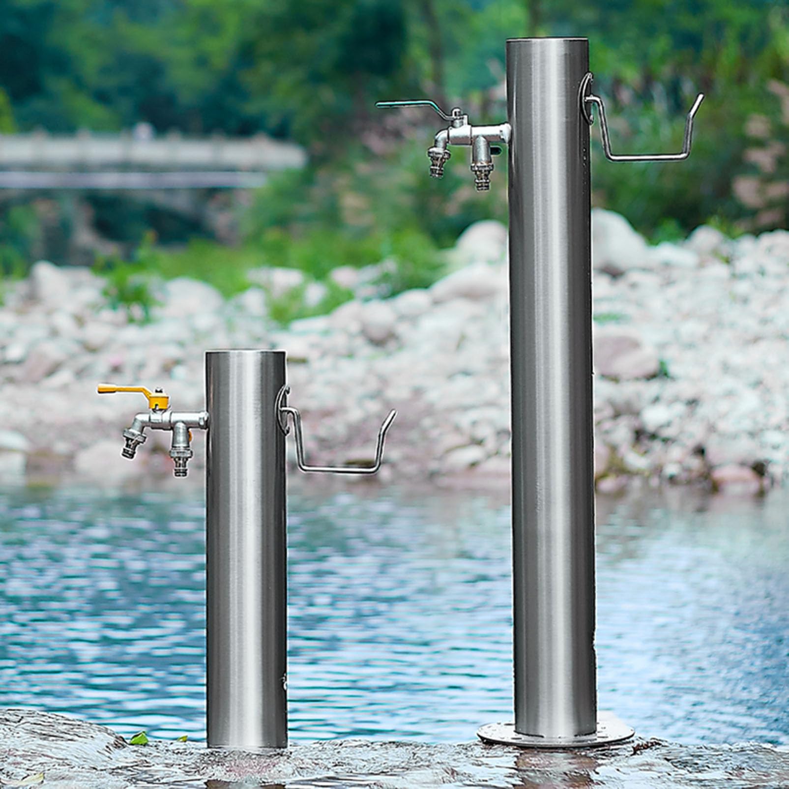 Columna de Grifo de Agua Exterior de Acero Inoxidable con Poste anticongelante para Soporte de Manguera de hidrante de jardín y tubería de Agua Exterior.