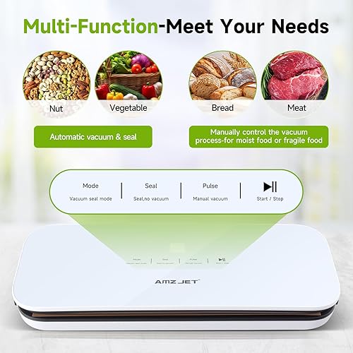 Miniatura 3 de Sellador al vacío para alimentos  Panel de vidrio templado, control táctil LED, pantalla digital, pulsohúmedosecoselladomodos de succión externa,