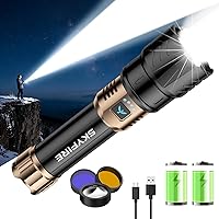 SKYFIRE 10000mAh Rechargeable Flashlight High Lumens 2000LM with Fire-Starting Lens, Zoomable Waterproof Tactical Light, Power Bank