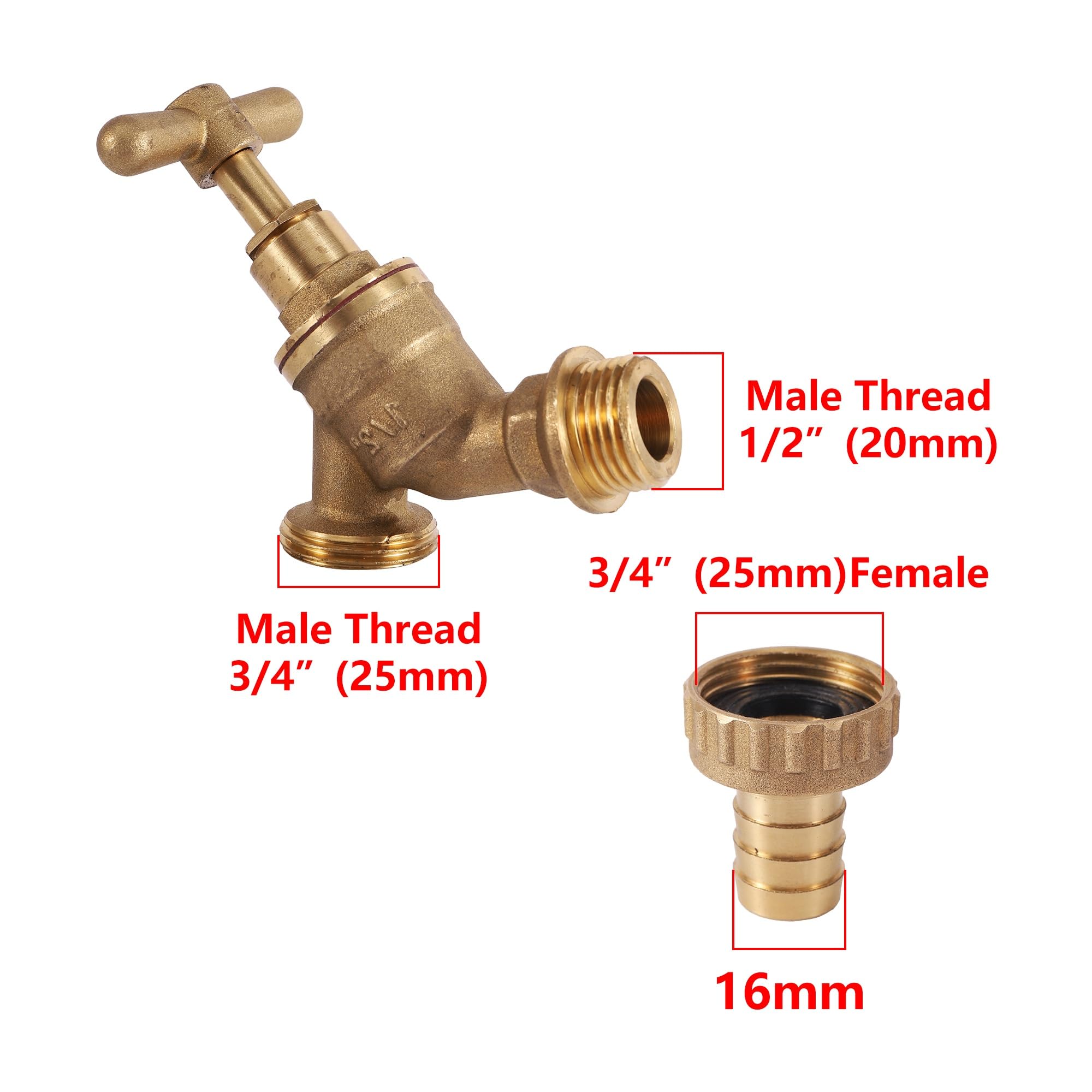 Mosiężny kran do zbiornika IBC S60X6, adapter G1/2", narzędzie zaworu z zaworem kulowym kranu węża ogrodowego(4293)