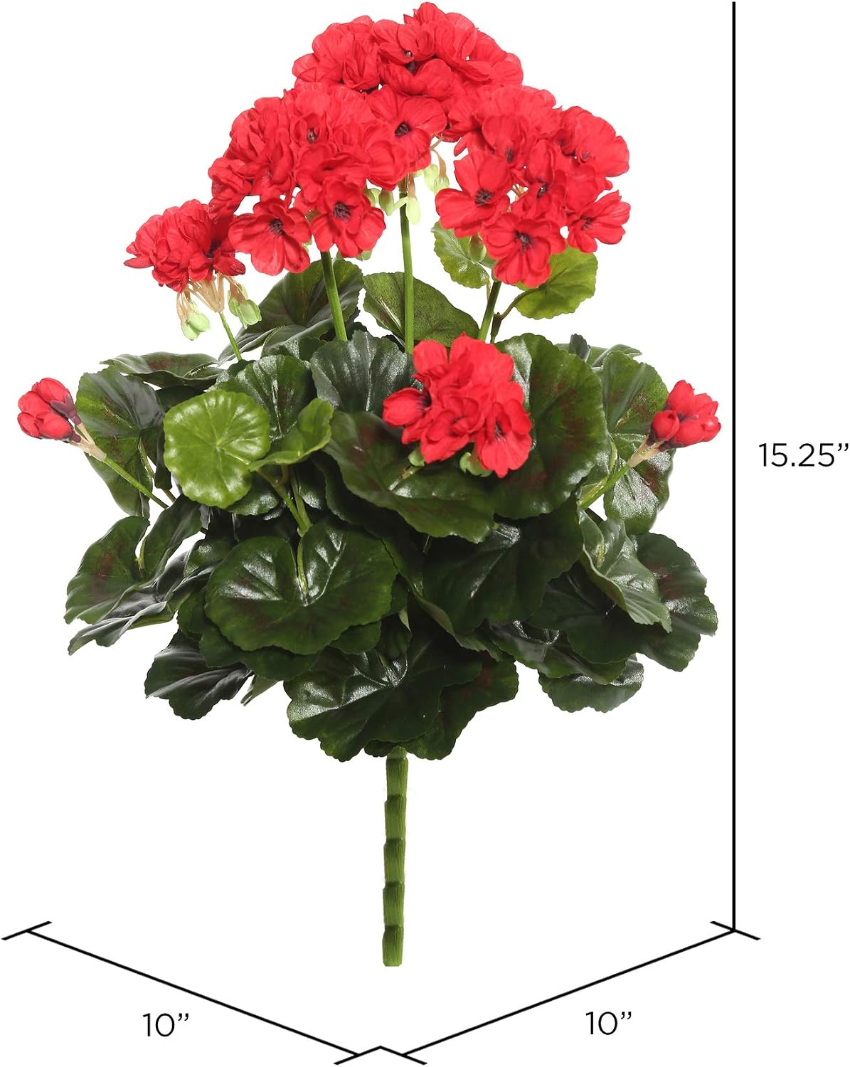 Vickerman Everyday Artificial Red Geranium Bush 15.25" Long - Premium Faux Floral Decor for Wedding or Everyday Arrangements - Maintenance Free Flowers