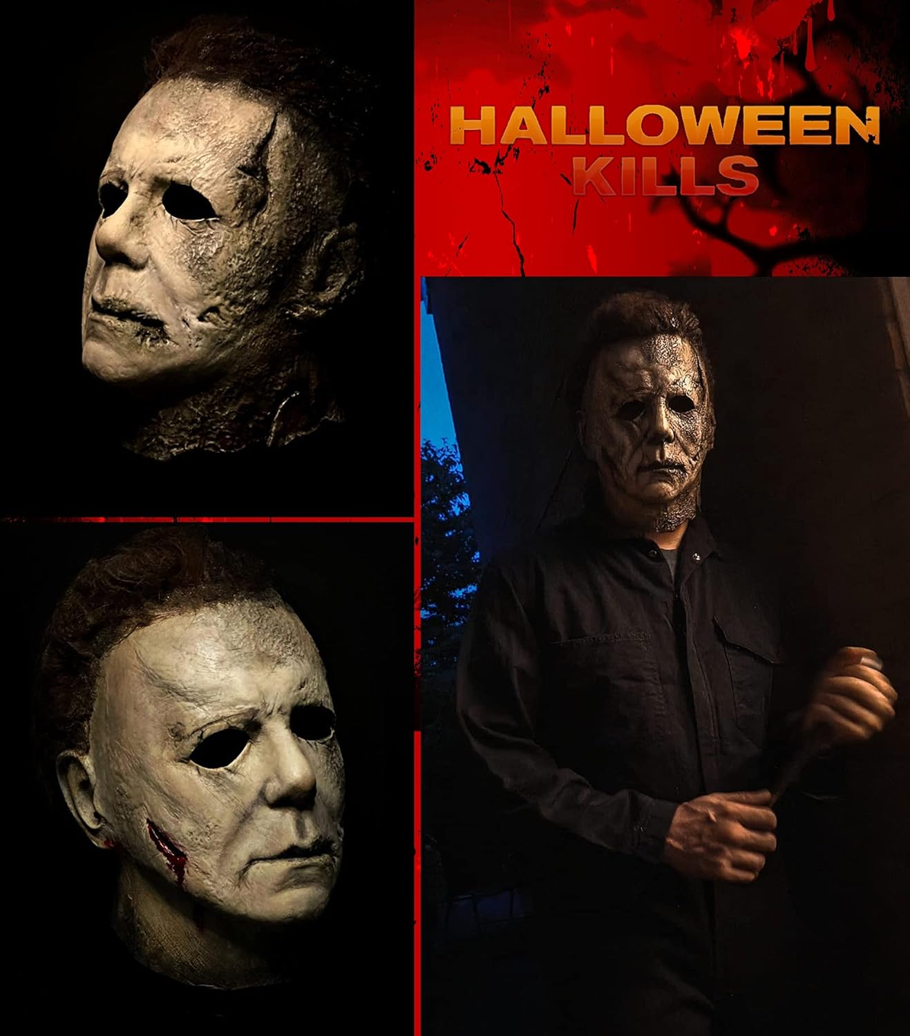 Miniatura 5 de Máscara de Michael Myers 2020, máscara de Micheal Myers, máscara de Halloween de Michael Myers, máscara de cicatriz para disfraz de Michael Myers