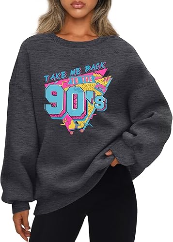 Miniatura 2 de BANGELY Sudadera de gran tamaño para mujer con texto en inglés "Take Me Back to The 90", camiseta vintage para regalo de fiesta de cumpleaños