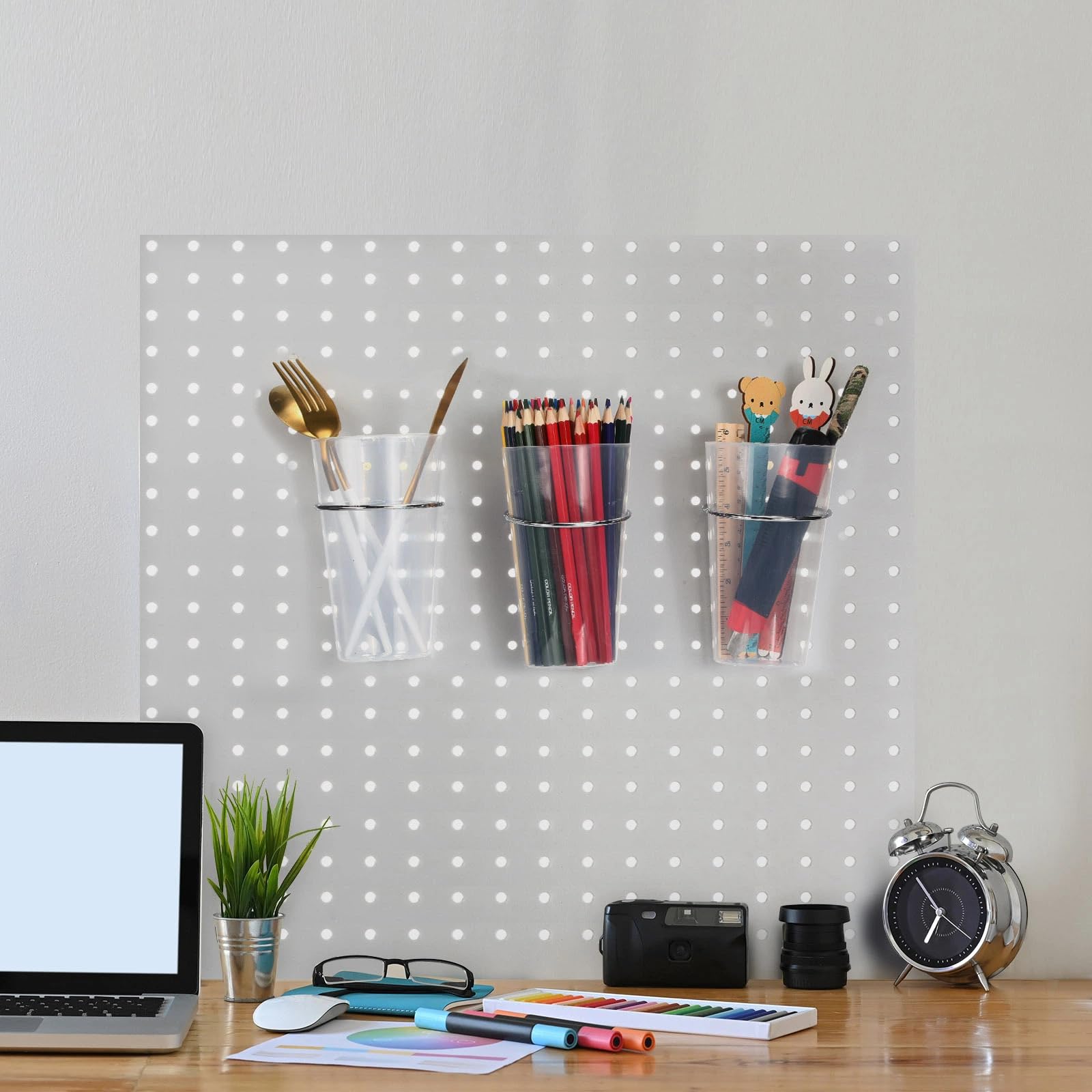 Zestaw 20 pojemników na pegboard, organizer ścienny z haczykami i pętelkami, organizer na śledzie, akcesoria do garażu, rękodzieła, warsztatu, biura, przechowywania, przezroczyste, 20 szt