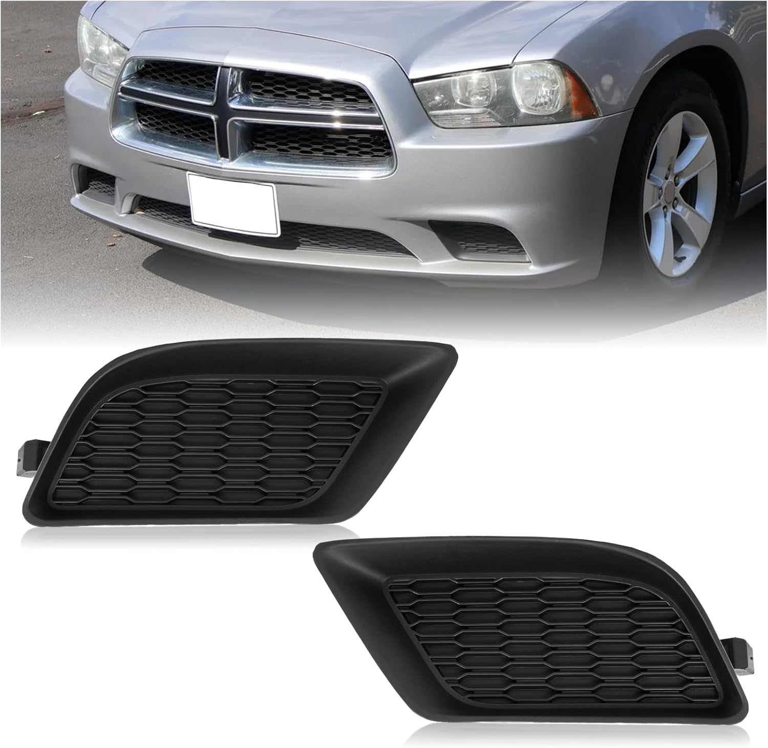 Fog Light Cover for Dodge Charger 2011-2014 SE/SXT Accessories, Fog Light Bezel Garnish Covers Fog Lamp Covers Driver and Passenger Side Pair/Set for CH1038131 CH1039131 68092571AA 68092570AA