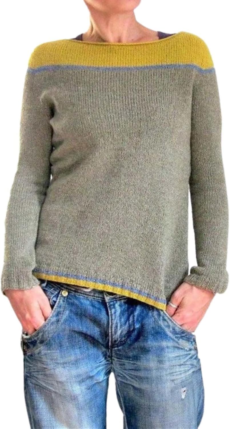 Womens Pullover Vintage Sweater Casual Loose Long Sleeve Knitted Sweater Autumn and...