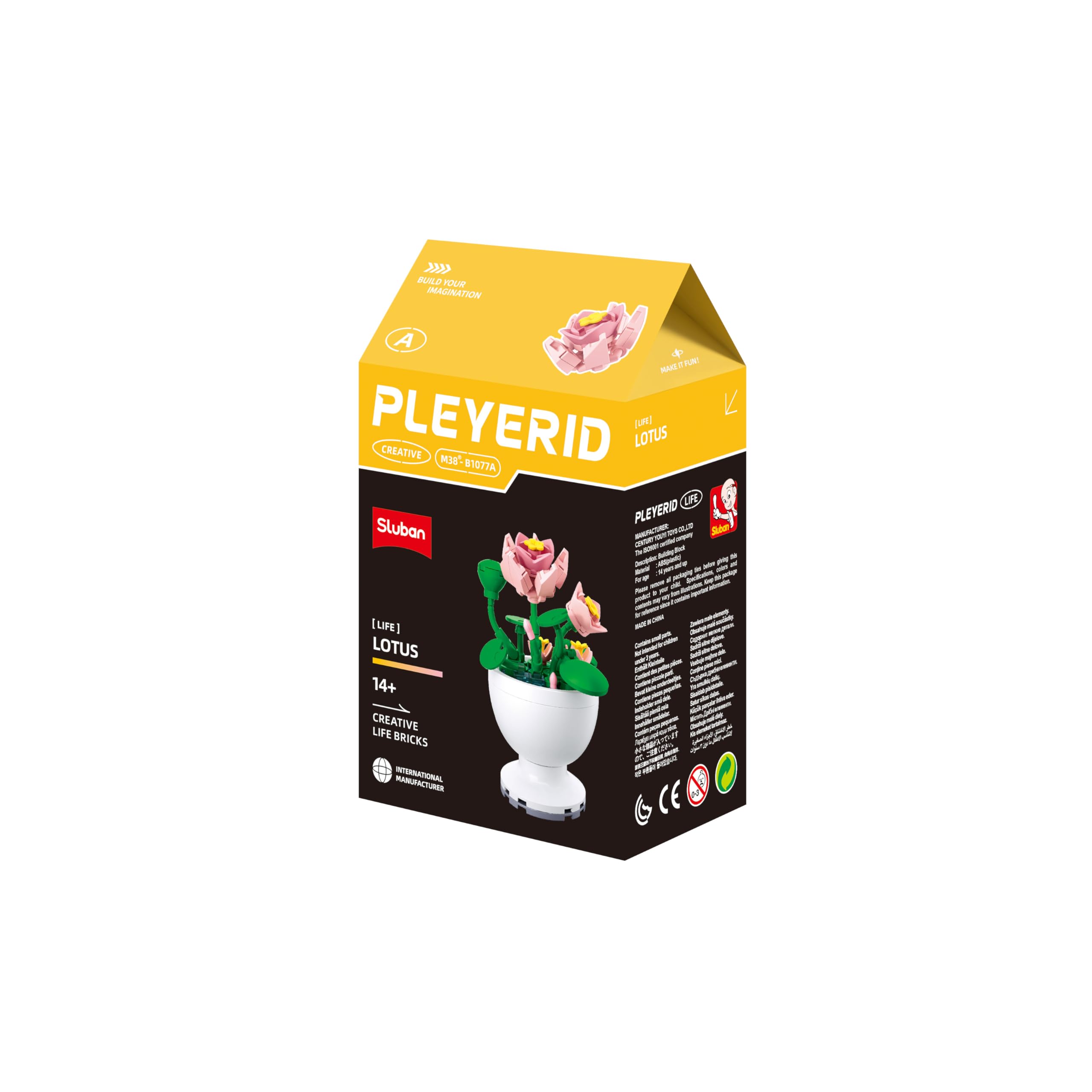 Sluban Pleyerid Creative Life Bricks M38-B1077 Boîte de présentation de Collection de Fleurs Jaune et Noir