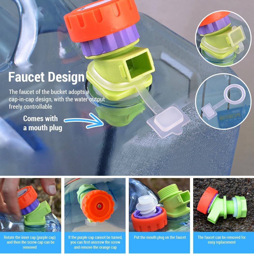 Camping Water Bucket Large acity Water Jug Water Storage Container with Fcet