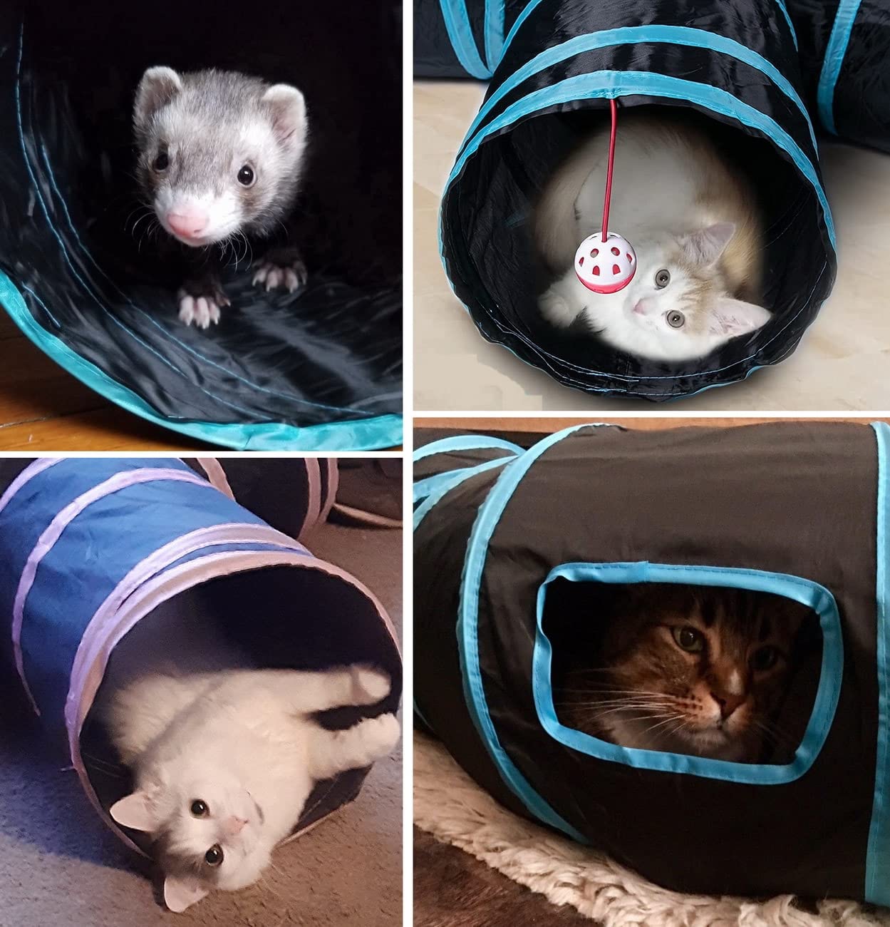 Túneles para gatos, hurón, conejo, conejo, tubos, hábitats de metro, estilo S, bricolaje para gatos, casa de campaña, juguete interactivo para gatitos (tipo S: tubos de 5 vías)