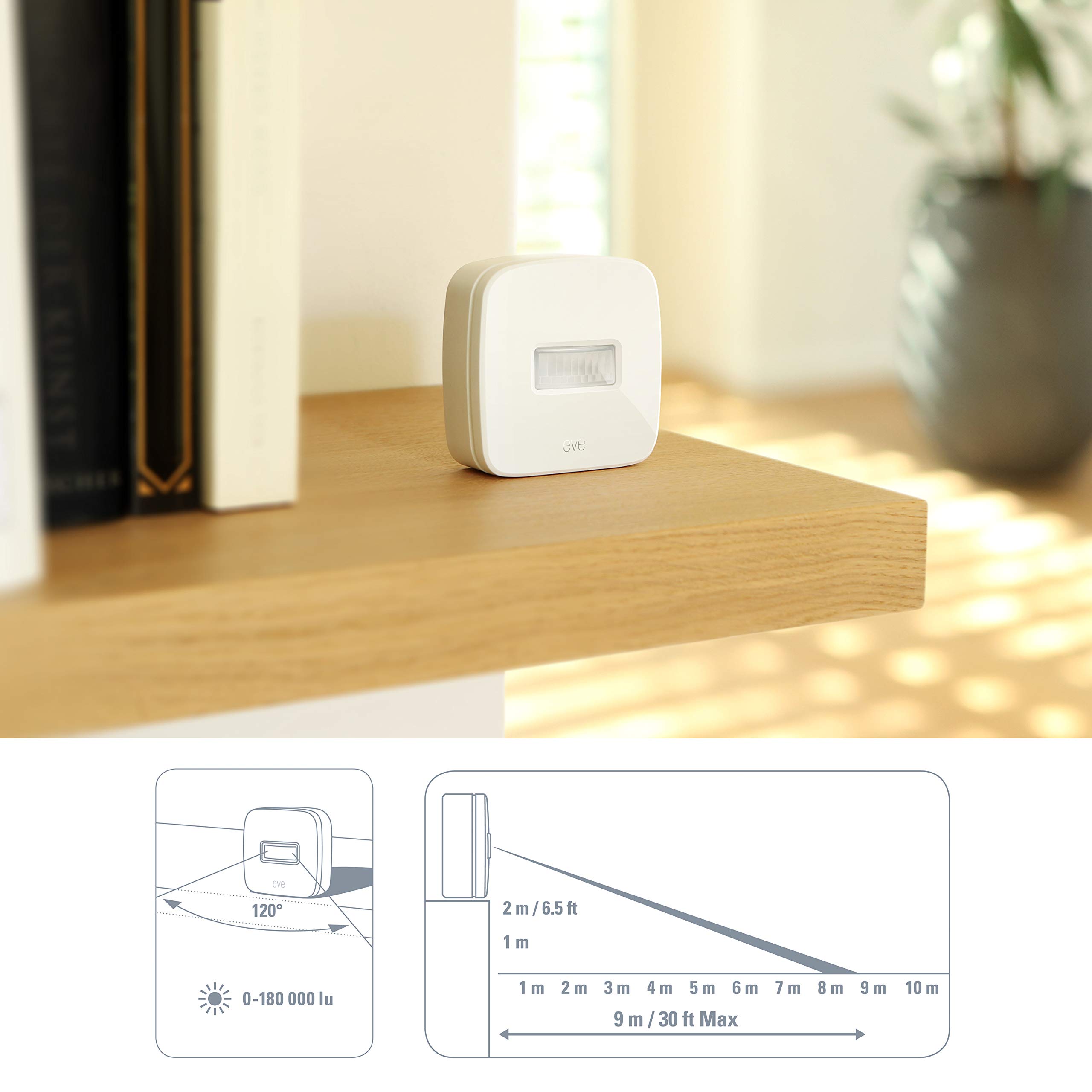 Eve Motion - Capteur de Mouvement sans Fil, Protection IPX3 pour l’étanchéité à l’Eau et Bluetooth Low Energy, sans passerelle intermédiaire (HomeKit)