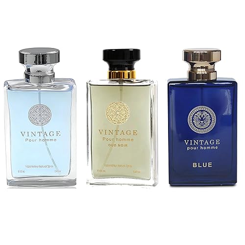 Colonia vintage para hombre Pour Homme Set maravilloso Multi Scent Eau de Toilette Spray Natural Perfume para hombre para todo el día, 3.4 fl oz