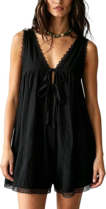 Womens Lace Trim Romper Perfect for Summer and Casual Outfits