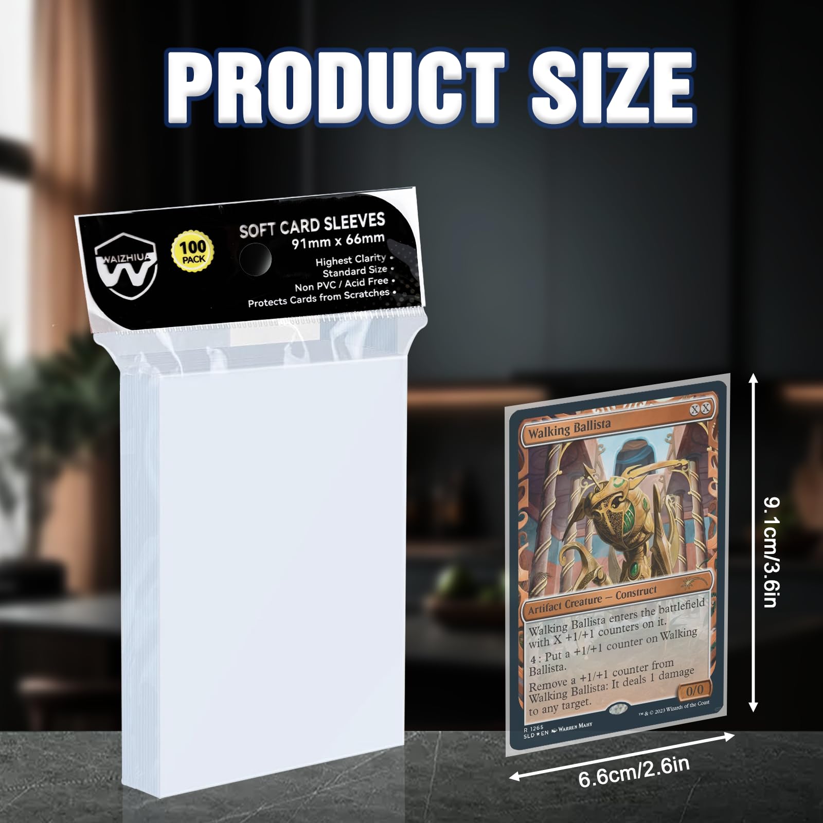 WAIZHIUA 600 Pcs Card Sleeves, 66x91mm Standard Size Penny Sleeves, Top Loaders for MTG Sports Cards, Acid-Free Non-PVC - Image 2