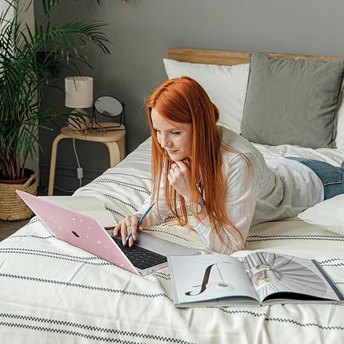 Miniatura 6 de EooCoo Funda compatible con MacBook Air de 13 pulgadas M5 2026-2022 Release M4 M3 M2 A3449 A3240 A3113 A2681, carcasa rígida con purpurina