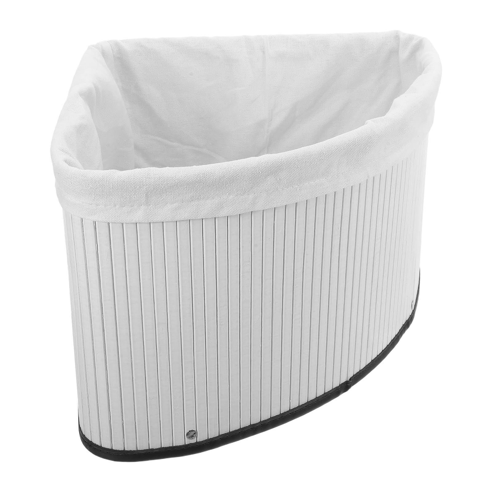 HEMOTON Cestino Triangolare in Bambù Bianco con Rivestimento, Organizer Angolare Salvaspazio per Cucina e Bagno, Scatola Portaoggetti Resistente