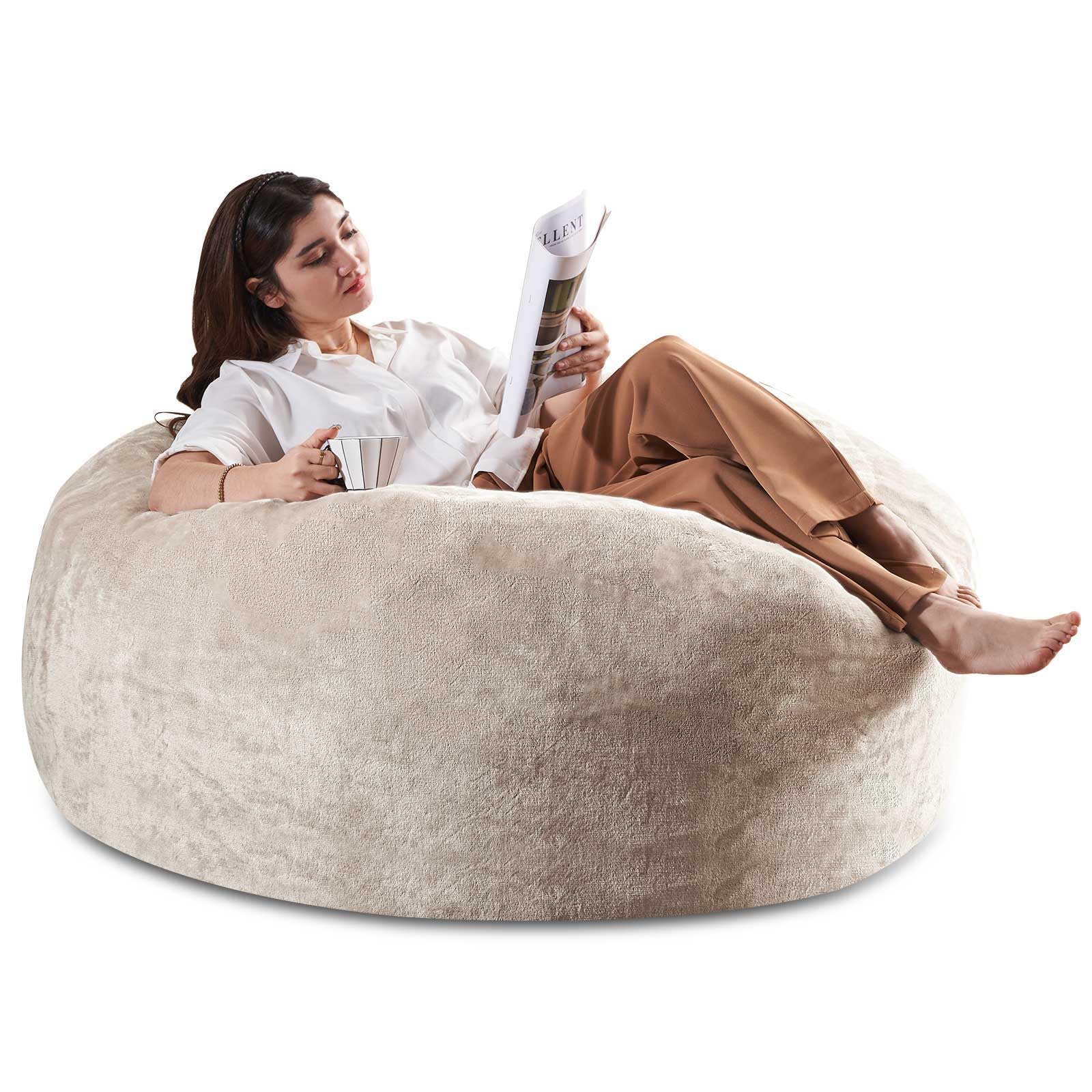 6FT，Oversized Bean Bag Chair，Bean Bag with Filler Included，Memory Foam Chair，Jumbo Bean Bag，Removable and Washable Flannel Cover, Suitable for Lounge