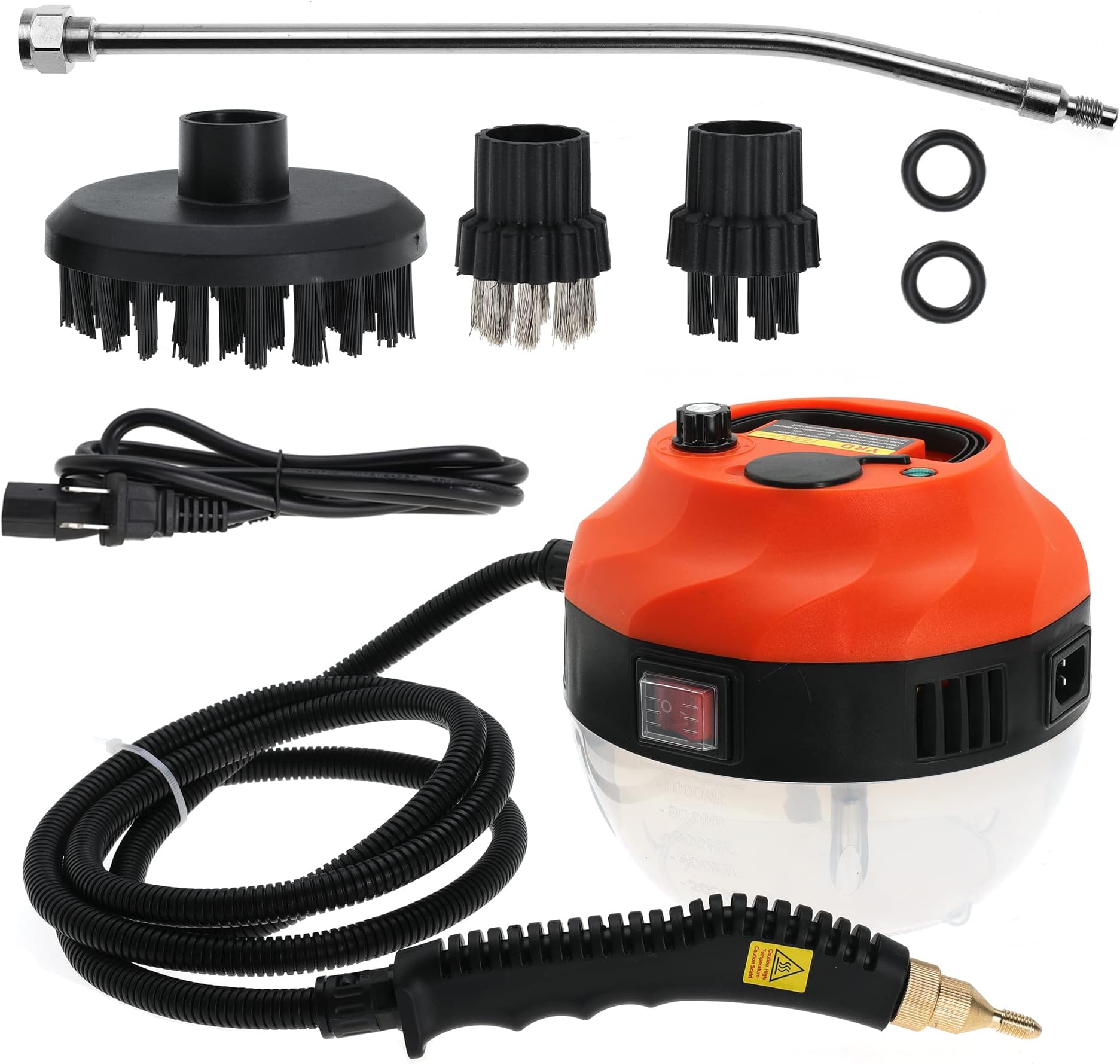 2500W High Pressure Steam Cleaner, Handheld Portable High Temperature Steam Cleaning Machine for Kitchen Bathroom Grout Tile Furniture and Cars, with Cleaning Tool Kit (black&orange)