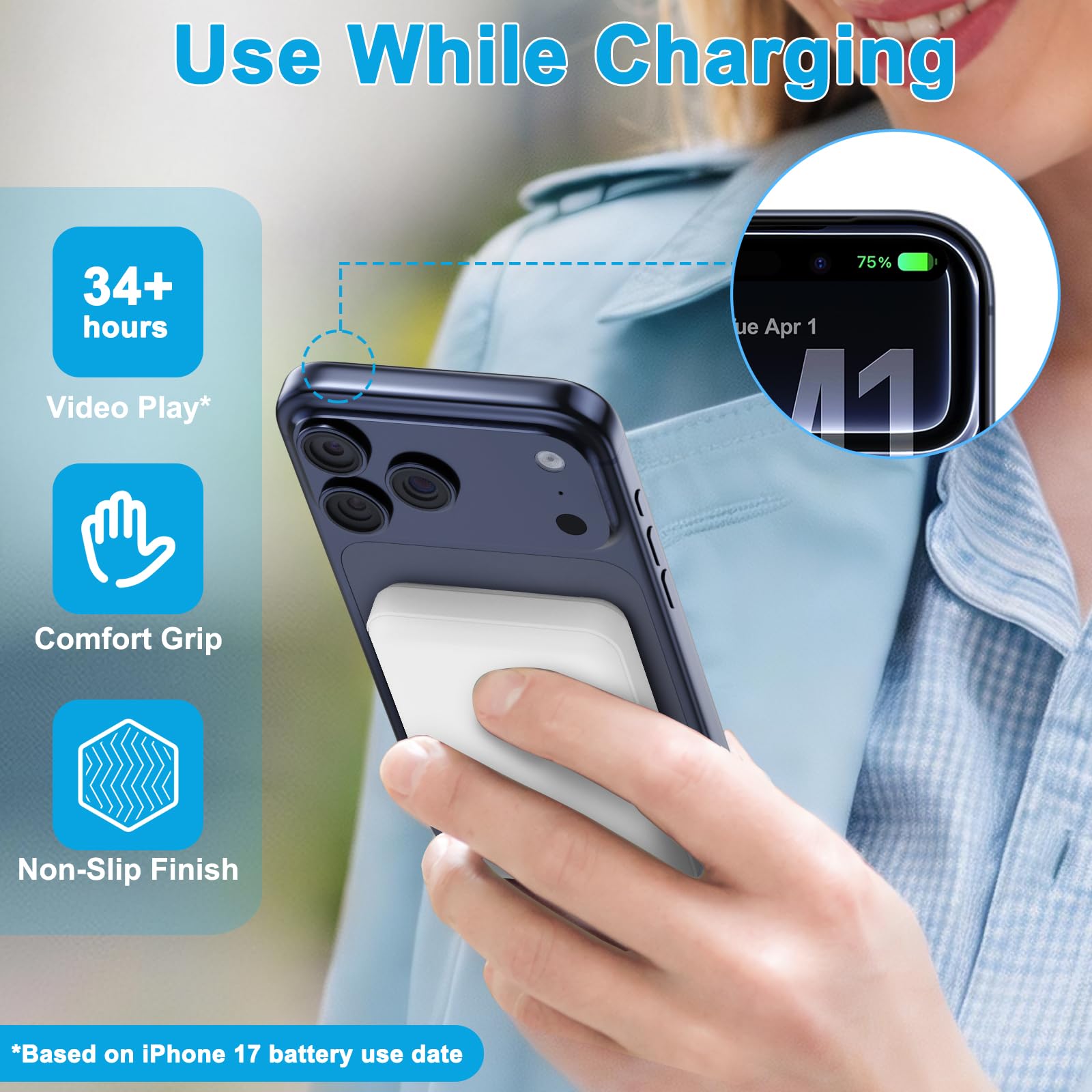 AOGUERBE Power Bank 10000mAh, Caricabatterie Portatile, Wireless Magnetico PowerBank PD 22.5 W Ricarica Rapida con Display LED USB-C Batteria Esterna per iPhone17/16/15/14/13/12/Pro/Mini/Pro Max