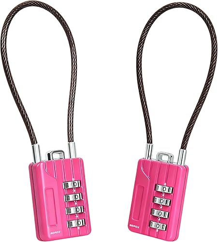 SEPOX Twins - Candado de combinación de 4 dígitos reiniciable, cable compacto de acero de vinilo de 7.1 in, bloqueo multiusos para casillero de