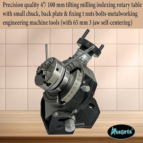 Miniatura 3 de Mesa giratoria de precisión de 4 " 100 mm de inclinación para fresado con portabrocas pequeñas, placa trasera y tuercas en T de fijación, máquinas