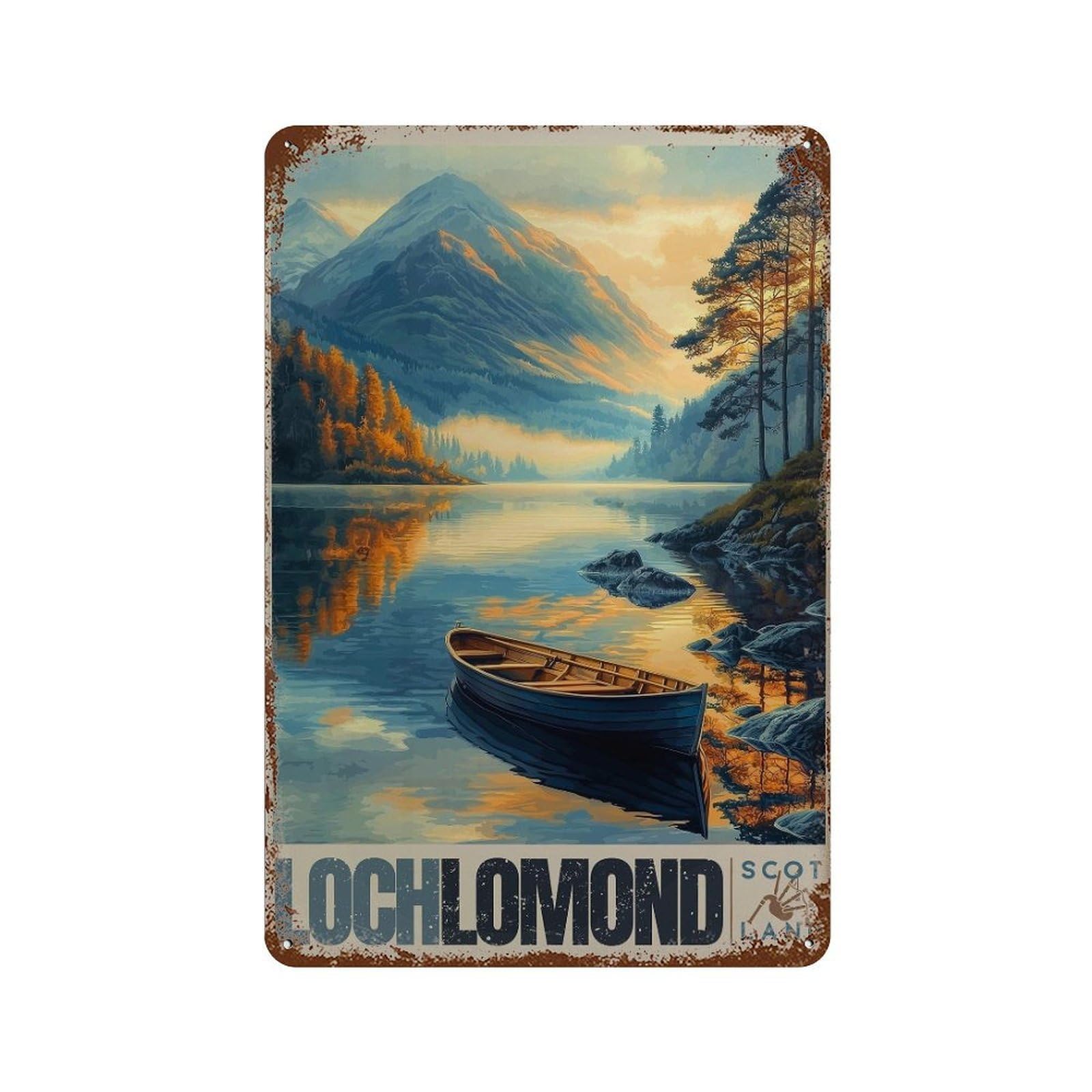 xiaoxiaoshen Loch Lomond Scotland Scenic Lake Landscape Wall Decor Art Metal Tin Poster Modern Home Decor Art Home Bar Shop Decorations Vintage Sign 30x20cm