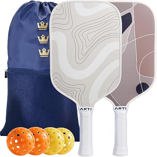 Miniatura 11 de ARTI Juego de 2 palas de pickleball aprobadas por USAPA, 2 raquetas de pickleball, 4 bolas y 1 bolsa de transporte portátil Tormenta de
