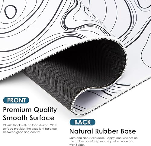 Miniatura 10 de Topographic Map - Alfombrilla de mouse impermeable con contorno extendido para el hogar y la oficina, 27.56 x 11.81 x 0.12 pulgadas, alfombrilla