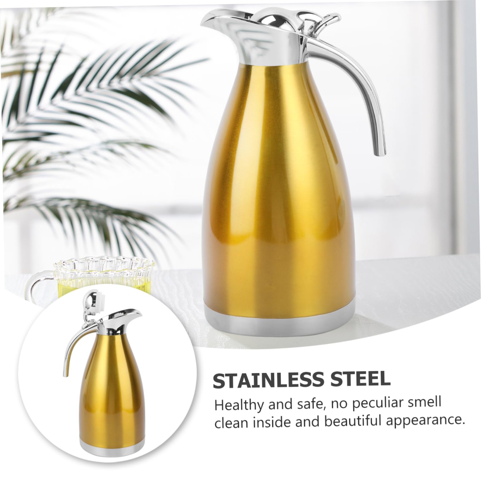 Goldene Thermosflasche 2000ml aus Edelstahl, Doppelwandig Vakuumisoliert