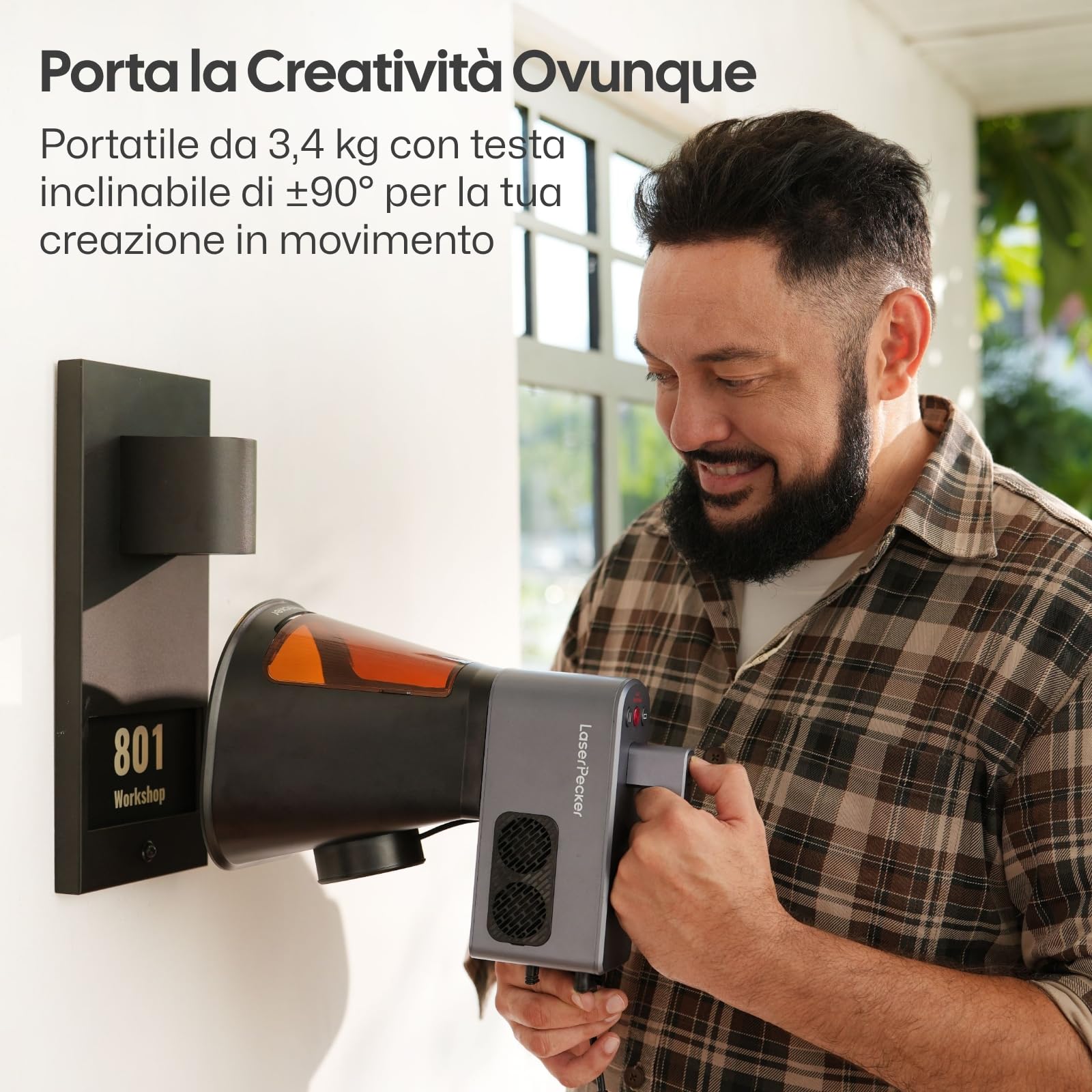 LaserPecker LP2 Plus Incisore Laser 10W a Diodo Mini Macchina per Incisione Ultraveloce Velocità 4000mm/s Risoluzione 4K Portatile per Legno, Pelle, Pietra, Acrilico, Metalli Rivestiti, DIY