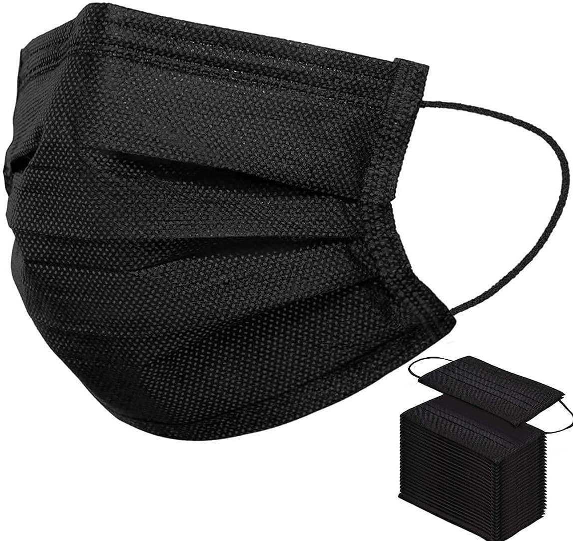 PLAY X STORE 50 Pcs Black Face Masks Breathable Dust Mask Stretchable Elastic Ear Loops - Black Face Mask