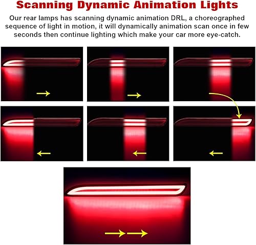Miniatura 5 de x xotic tech 2 reflectores traseros LED de escaneo de luz trasera de freno de conducción secuencial señal de giro antiniebla compatible con Toyota o