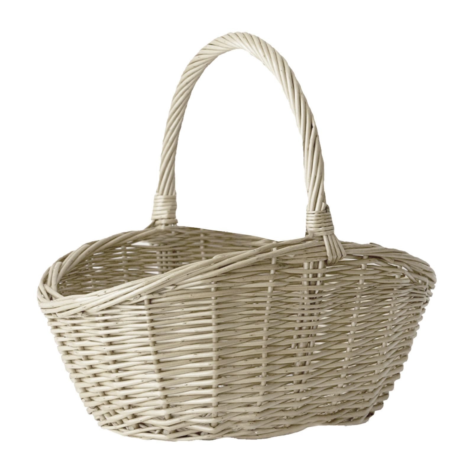 Générique Panier en Osier Naturel de Grande Capacité, Panier de RéColte Pastoral Tissé Conteneur Portable avec PoignéE pour Pique-Nique, Jardin, Cadeaux