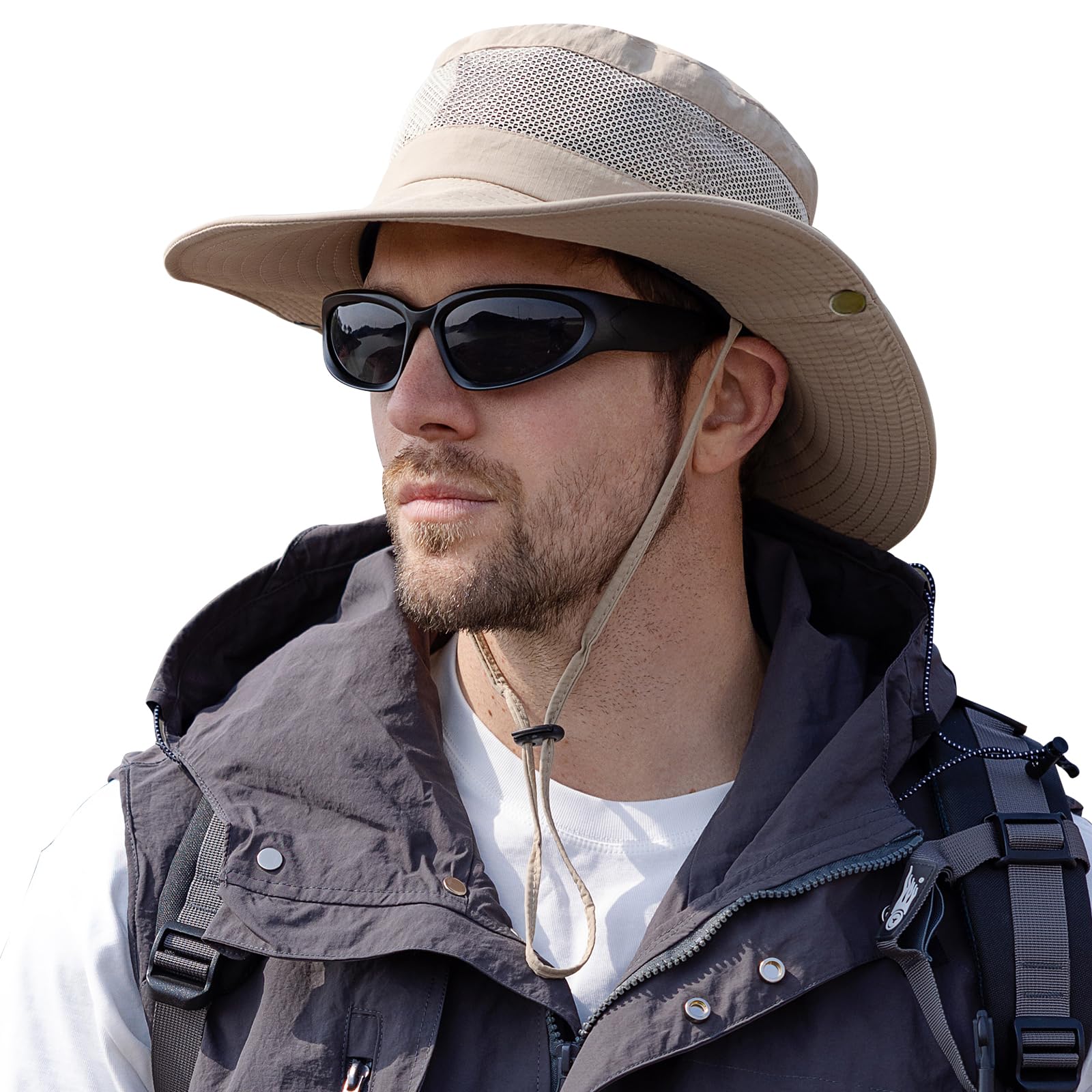 ZOORON Sun Hats for Men Women, Wide Brim Bucket Hat UV Protection Foldable Boonie Hat for Fishing Hiking Garden Safari Beach