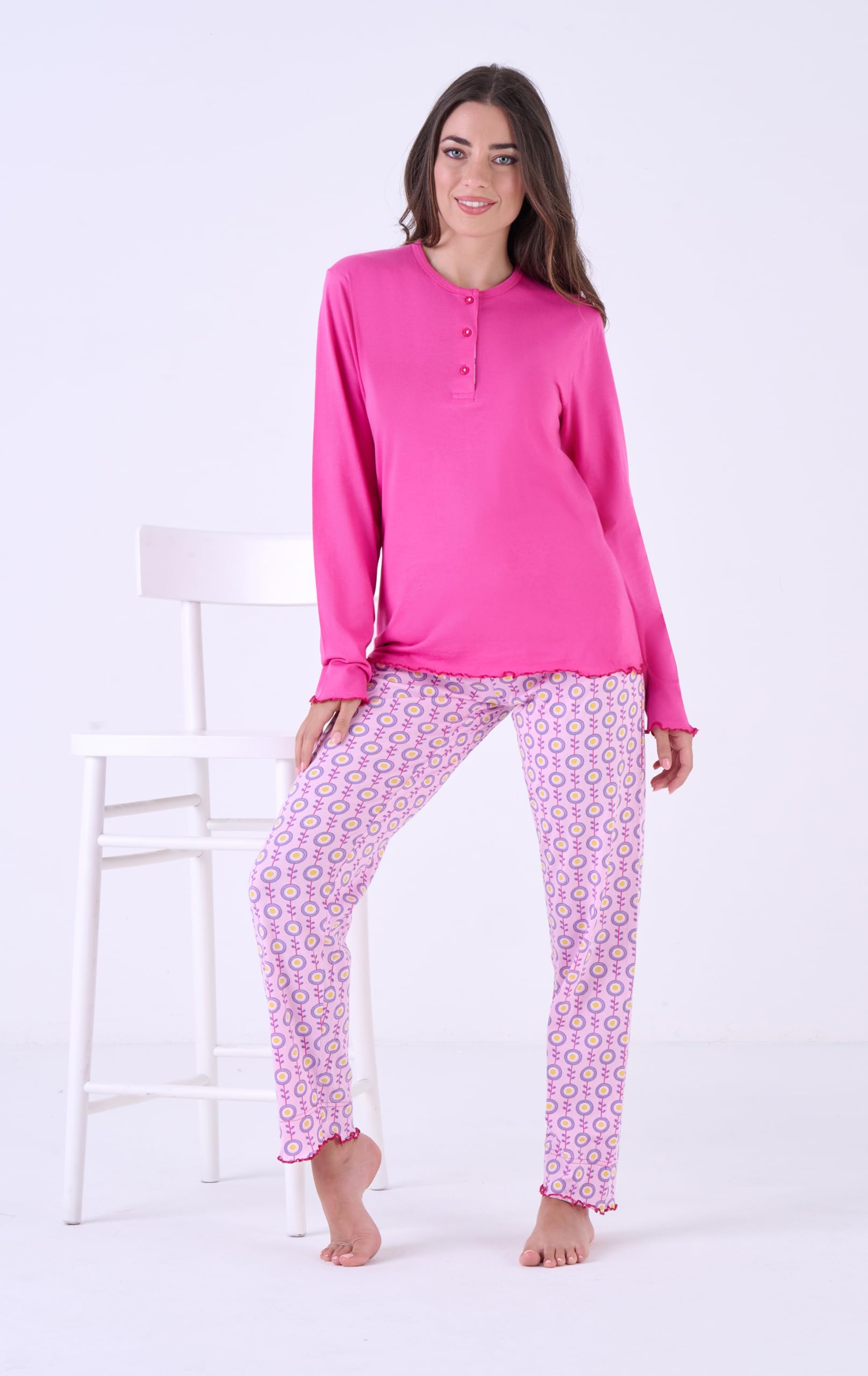 Pijama Mujer Algodón Largo Ligero Verano - Pijama Largo Dos Piezas Abierto o Cerrado 100% Fresco Algodón. Tallas Cómodas - Over Size