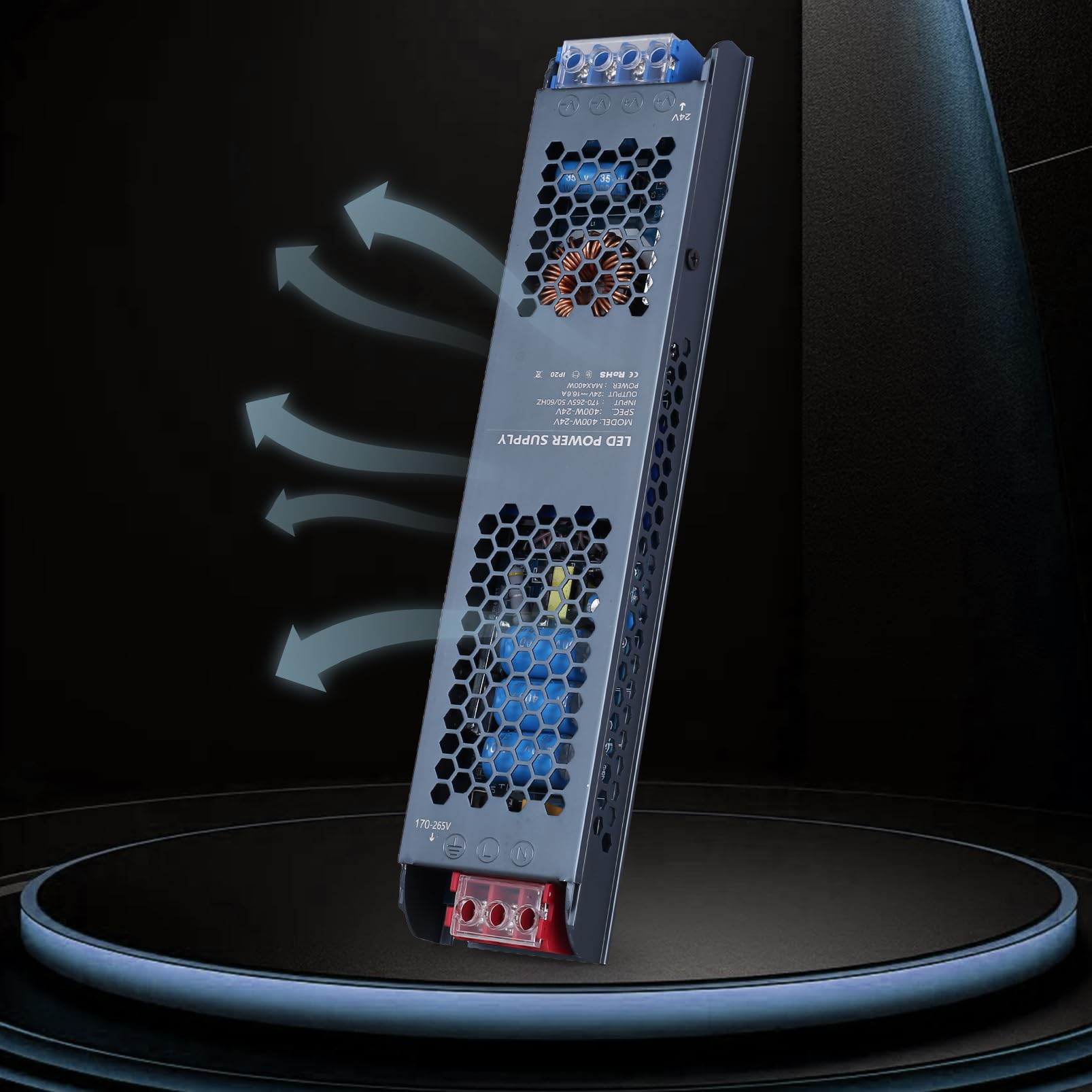 YOODI Trafo 230V auf 24V, 400W LED Transformator AC 230V auf DC 24V Netzteil, Schnelle Wärmeableitung, Treiber Schaltnetzteil 16.6A, Konstantspannung Niedervolttrafo für Lampen