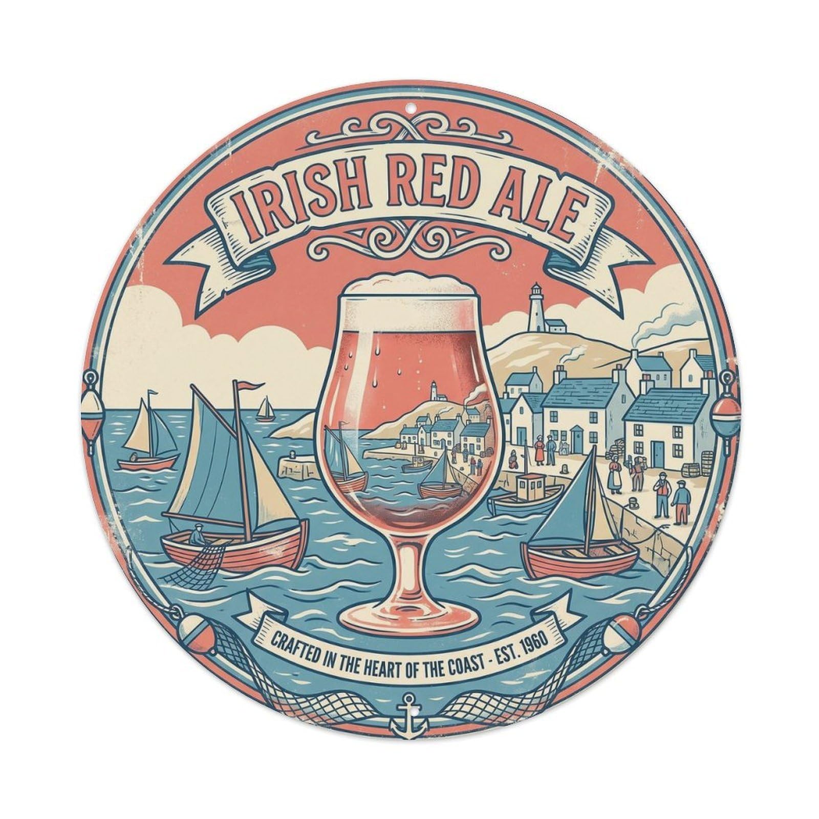 Irish Red Ale Rustic Beer Tavern Culture Farmhouse Brew Metal Tin Sign