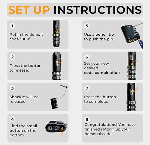 Miniatura 6 de Cerradura profesional para caja de arma, aprobada por la TSA, con bloqueo de pistola de acero aleado duradero y resistente a los cortes, cerraduras