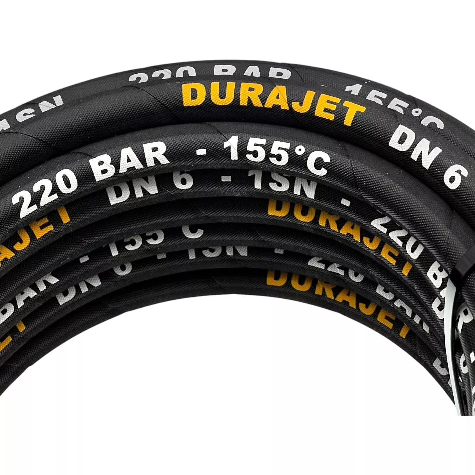 Tubo ad alta pressione 220 bar per prolunga Kärcher TR22 IG su entrambi i lati con protezione antipiega | DURAJET DN6 tubo di ricambio per idropulitrice ad alta pressione max. 155 °C | 1 inserto filo