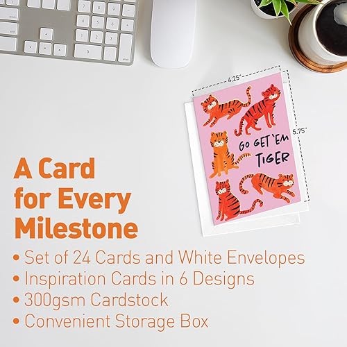 Miniatura 3 de S&O - Tarjetas inspiradoras coloridas con sobres, tarjetas de aliento con sobres, juego de 24 tarjetas de felicitación en blanco, caja surtida,